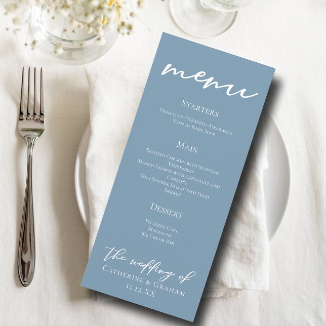Dusty Blue Typography Wedding Dinner Menu (Creator Uploaded)