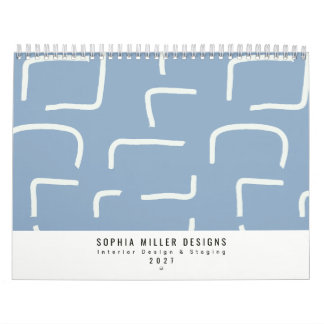 Dusty Blue Urban Geometric Pattern Business Calendar