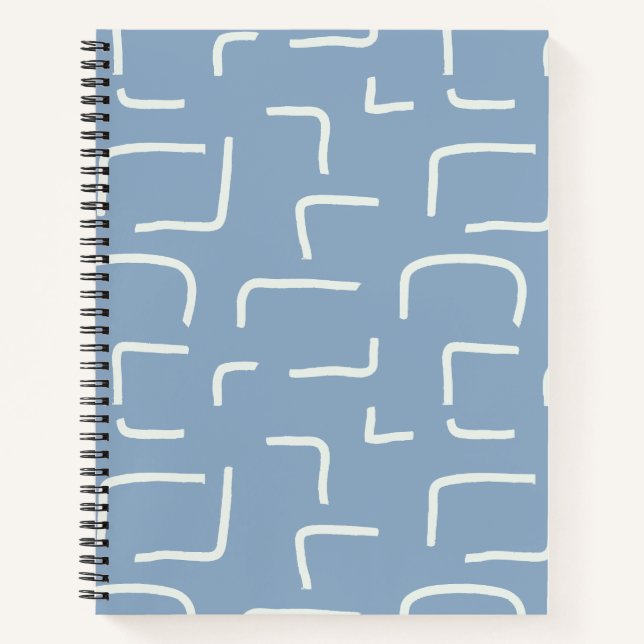 Dusty Blue Urban Geometric Pattern Business Notebook (Front)