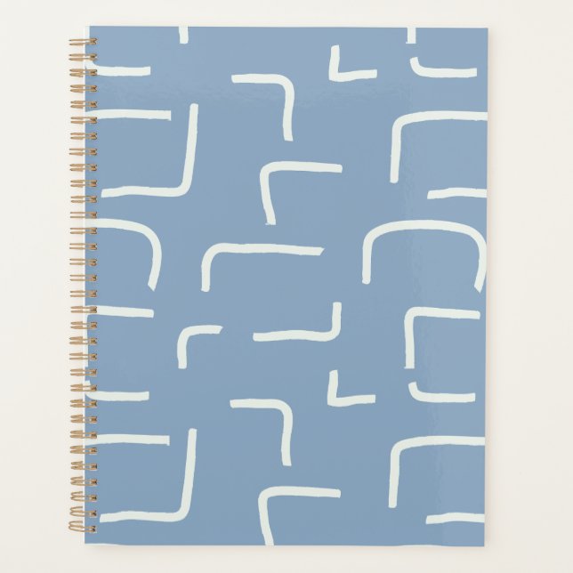 Dusty Blue Urban Geometric Pattern Business Planner (Front)