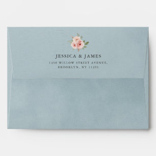 Dusty Blue Velvet Texture Chic Wedding Envelope