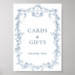 Dusty Blue Victorian Cards and Gifts Wedding Sign