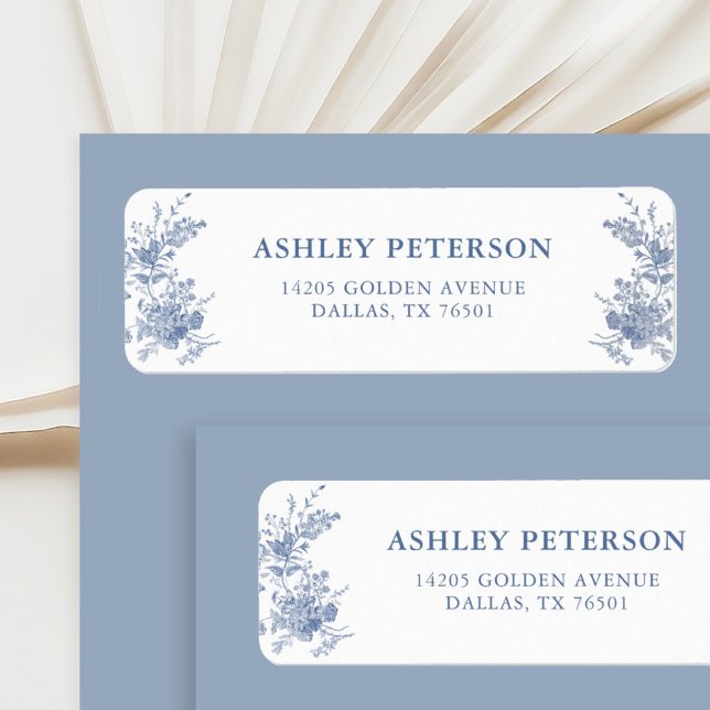 Dusty Blue Victorian Toile Wedding Return Address (Creator Uploaded)