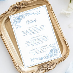 Dusty Blue Victorian Wedding Details Enclosure Card