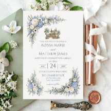 Dusty Blue Villa Romance Invitation