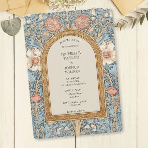 Dusty Blue Vintage Art Nouveau William Morris Invitation
