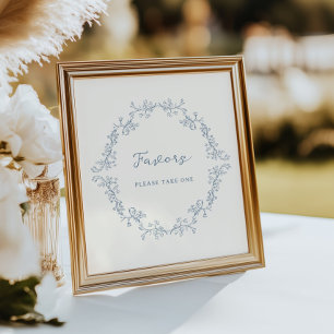 Dusty Blue Vintage Chinoiserie Favours Poster