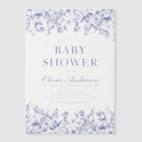Dusty Blue Vintage Floral Chinoiserie Baby Shower