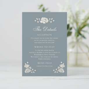 Dusty Blue Vintage Floral Details Enclosure Card
