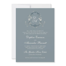 Dusty Blue Vintage Floral Monogrammed Wedding