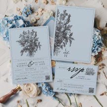 Dusty Blue Vintage Floral Romantic Garden Wedding