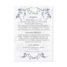 Dusty Blue Vintage Floral Wedding Info Insert Card