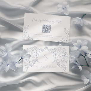 Dusty Blue Vintage Flourish QR code Website Card