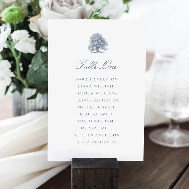 Dusty Blue Vintage Oak Wedding Seating Chart Card (Creator Uploaded)