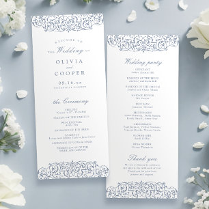 Dusty Blue Vintage Ornate Frame Classic Wedding  Programme
