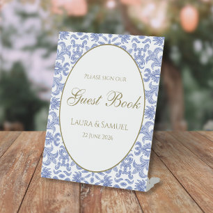 Dusty Blue Vintage-Style Guestbook Sign