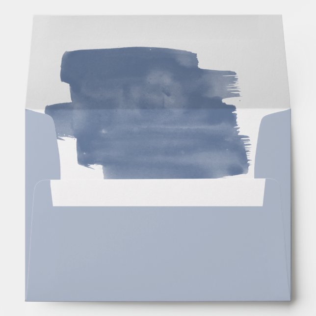Dusty Blue Watercolor 5x7 Wedding Invitation Envelope (Back (Bottom))