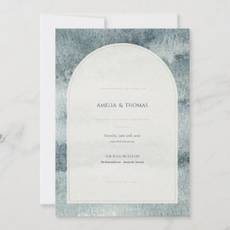 Dusty Blue Watercolor Arch Wedding Invitation