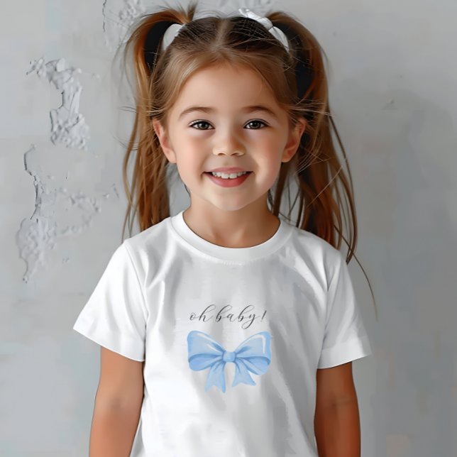 Dusty Blue Watercolor Bow Baby Shower T-Shirt (Dusty Blue Watercolor Bow Baby Shower Baby T-Shirt)
