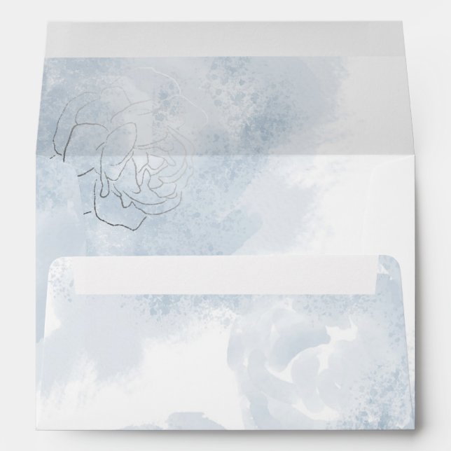 Dusty Blue Watercolor Clouds Envelope (Back (Bottom))