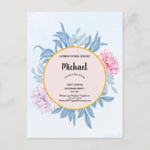 Dusty Blue Watercolor Family Reunion Save The Date Postcard