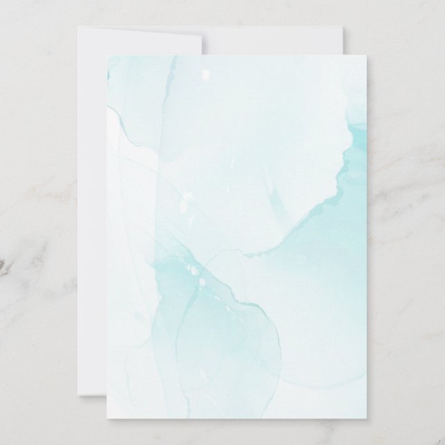 Dusty Blue Watercolor Floral Boho  Invitation (Back)