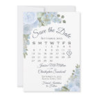 Dusty Blue Watercolor Floral Boho Wedding Calendar