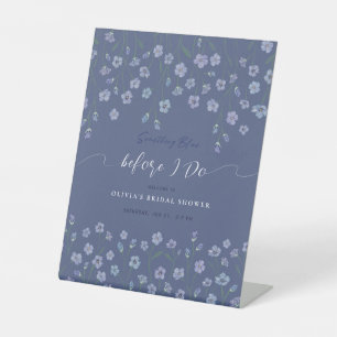 Dusty Blue Watercolor floral Bridal Shower  Pedestal Sign