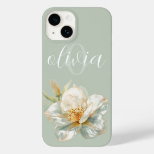 Dusty Blue Watercolor Floral Case-Mate iPhone 14 Case