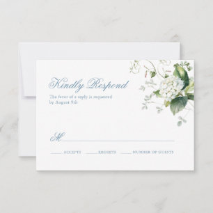 Dusty Blue Watercolor Floral Crest RSVP Card