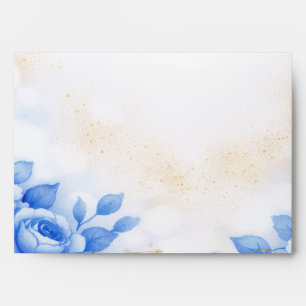 Dusty Blue Watercolor Floral Wedding Invitation Envelope