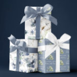 Dusty Blue Watercolor Floral Wrapping Paper Sheets<br><div class="desc">Celebrate any special occasion with this lovely dusty blue watercolor wrapping paper set! Perfect for fall weddings or bridal showers!</div>