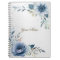 Dusty Blue Watercolor Flowers Silver Elegant