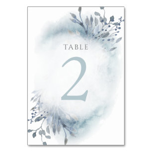 dusty blue watercolor flowers Table Number 2
