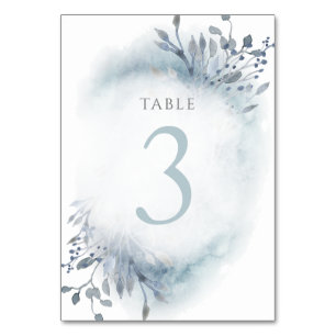dusty blue watercolor flowers Table Number 3