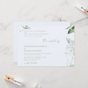 Dusty Blue Watercolor Foliage Both Parents Wedding Invitation