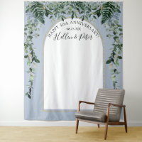 Dusty blue watercolor foliage Modern arch backdrop