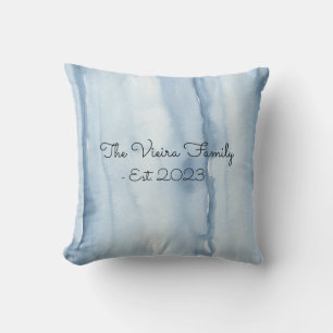 Dusty Blue Watercolor Living Room Decor Cushion