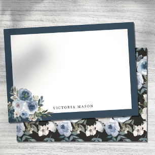 Dusty Blue Watercolor Roses Card