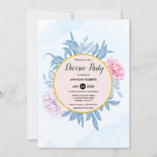 Dusty Blue Watercolor Succulent Divorce Party Invitation