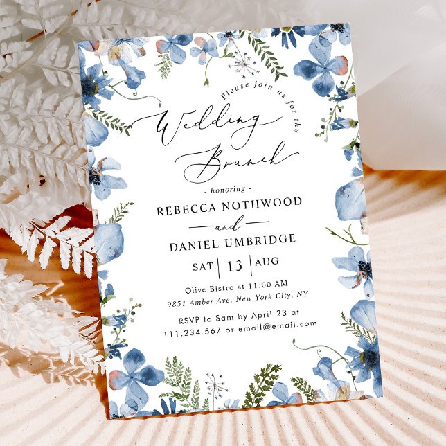 Dusty Blue Watercolor Wedding Brunch Invitation (Creator Uploaded)