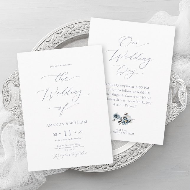 Dusty Blue Watercolor Wedding Invitation (Creator Uploaded)