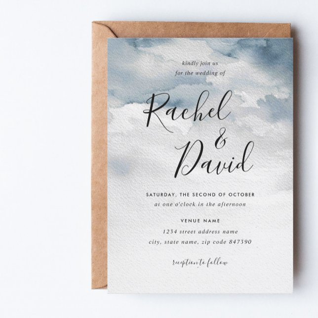 Dusty Blue Watercolor Wedding Invitation (Creator Uploaded)