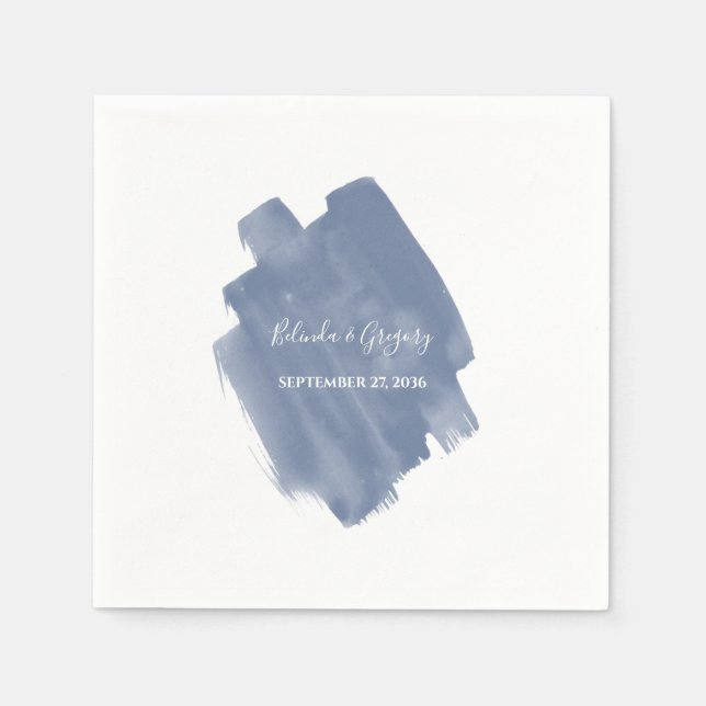 Dusty Blue Watercolor Wedding  Napkin (Front)