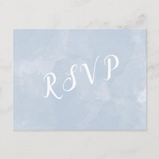 Dusty blue watercolor wedding rsvp postcard (Front)