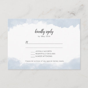 Dusty Blue watercolor wedding RSVP reply card