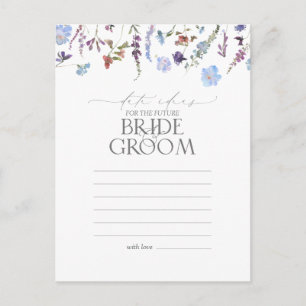 Dusty Blue Watercolor Wildflower Date Ideas Postcard