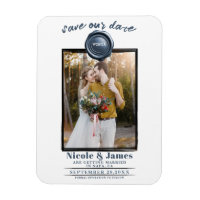 Dusty Blue Wax Seal Photo Wedding Save the Date