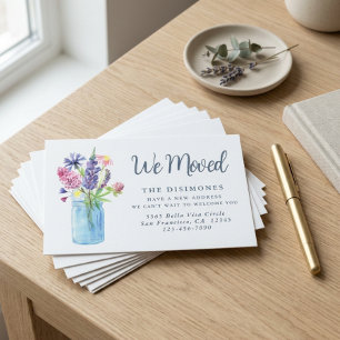 Dusty Blue We Moved Floral Address Moving Announcement