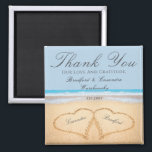 Dusty Blue Wedding 2 Hearts on Sand Wedding favour Magnet<br><div class="desc">Dusty BlueBeach Wedding 2 Hearts in the Sand wedding magnet favour.  Beach wedding products are available on a large array of products for the perfect custom beach wedding.</div>